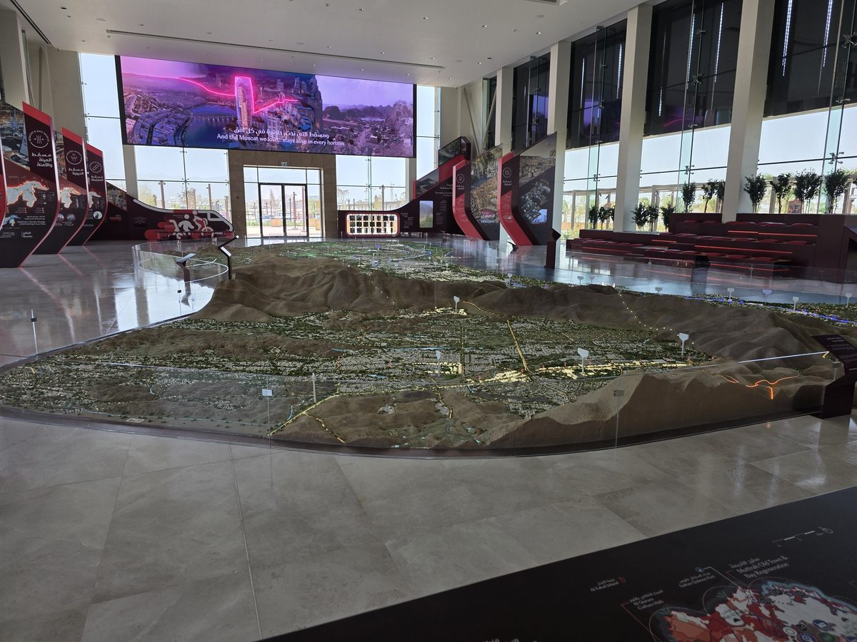 Greater Muscat Structural Plan 2040 — lifesize model at Sultan Haitham City Experience Centre, photographed by Mohsin J.